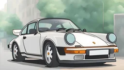 a 1990 Porsche 911, Ghibli style anime