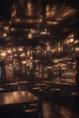 London pub interior at night