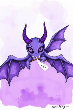 one-eyed one-horned flying purple people eater; ink wash; purple palette