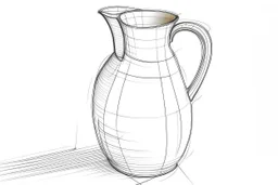 Minimalist outline of a straight sided jug in pencil in the style of the sketches of E H Shepherd