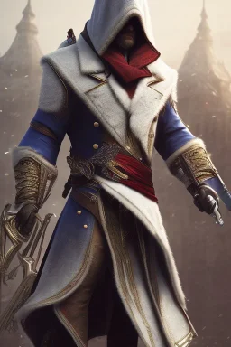 Santa Cruz in assassin Creed clothes, high details, cool 1800 city background,