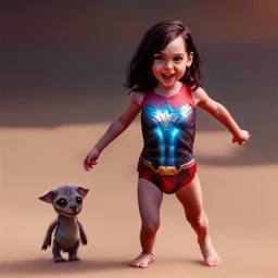 Gal gadot toddler, full body, dramatic lighting, hyper realistic