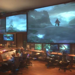 big gaming room, gamer, gaming, many tvs