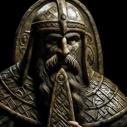 Viking biting his shield, highly detailed, realistic, photorealism, symmetrical, soft lighting, detailed face, intricate details, HDR, beautifully shot, hyperrealistic, sharp focus, 64 megapixels, perfect composition, high contrast, cinematic, atmospheric, moody