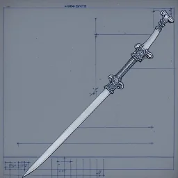 Full Blueprint sketch of one modern sword