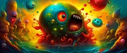 a high definition IMAGE detailing the creatures found on other worlds, retrofuturistic, phototrealism, Macabre Rapture End of days Revelation scene, isanely detailed matte oil painting, sinner apotheosis,diagonal composition, unbalanced, abstract surreal horror, eerie, scary warm a colorful splash of steampunk bubbles , amazing splashscreen artwork, photoshop water art, liquid painting, swirling paint colors, ink splash, physics splashes of colors, colorful sw