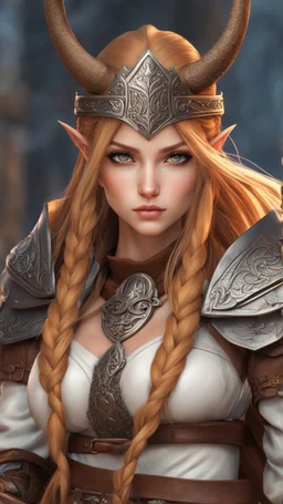 A very close picture to face Elf girl with viking them, 3d realistic anime style, high realistic, ultra detailed, ultra quality, intricate details, highly detailed