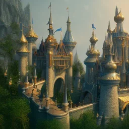 The palace of magic king, huge structure, panoramic view, zoomed out view of the exterior, mysterious, soft lighting, unreal engine 5 volumetric lighting, intricate details, realistic style, 8k resolution