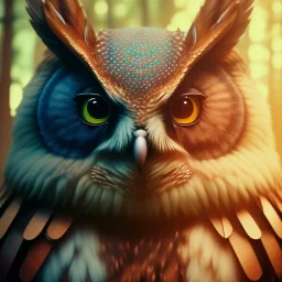 intricate details, realistic, octane, unreal engine, portrait, natural lighting, Photorealism, High detail Hyper realistic Owl in forest, macro lens blur, photorealistic,sharp focus,masterpiece trending by artstation