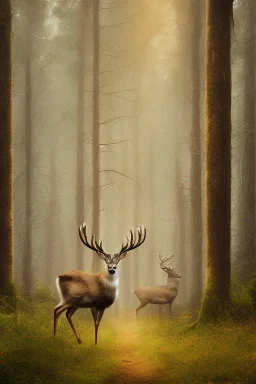 Beautiful deer in the forest in the 12PM in the afternoon ín 24K Resolutions, ultra HD, Professional PHOTOGRAPHY