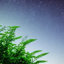 green plants against a stary sky