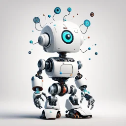 deep learning happy robot white background