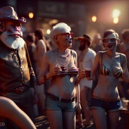 Realistic photo, American shot view, old man monkey, cabaret scene, steampunk. Women, Drunken, Sunglasses, smoking, happy, hot. Many people background, highly detailed, concept art, unreal engine 5, god rays, ray tracing, RTX, lumen lighting, ultra detail, volumetric lighting, 3d, finely drawn, high definition, high resolution.