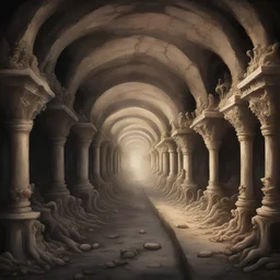 Merchant Tunnel full of criminals and treacherous bone pits, in rococo art style