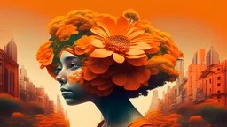 mulher flores plantas laranja cidade coroa
