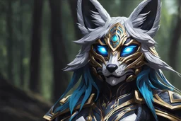 kindred with her mask in 8k anime realistic drawing style, ronin custom , close picture, rain, apocalypse, intricate details, highly detailed, high details, detailed portrait, masterpiece,ultra detailed, ultra quality