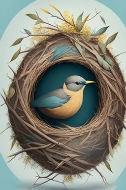 Design a circle with a bird's nest