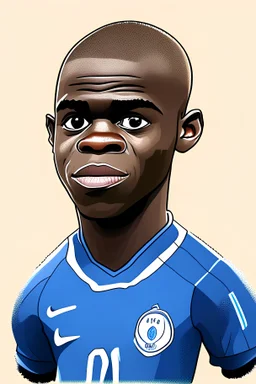Ngolo Kante French soccer player , cartoon 2d