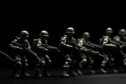 toy soldiers military operation rapocolypse to to right corner black floor black blackground