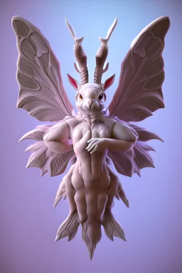 Mothman Jackalope hybrid, soft smooth lighting, soft pastel colors, 3d blender render, pop surrealism