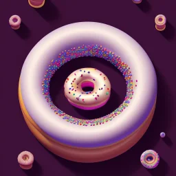 100mm photo of isometric floating donut in the sky, surreal donut with sprinkles, intricate, high detail, behance, microworlds smooth, macro sharp focus, centered