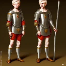 12 year old blonde boy, fullbody, medieval