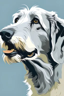 vector of Irish wolfhound with tongue out looking from afar