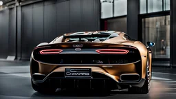 Rear View A stunningly realistic (((Bugatti Chiron x brabus))), intricate detail and perfection in every surface, glimmering metal and luxurious contours, a (perfect model) for a desktop wallpaper fit for high resolution screens, evoking a sense of futuristic elegance in a (4K cinematic atmosphere).