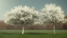 apple tree with steel apples, made of white mirror steel. white steel leaves.