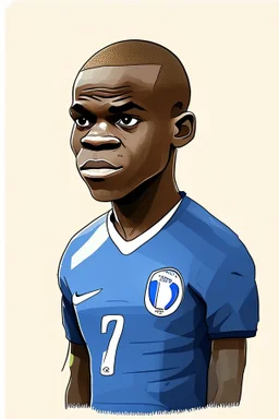 Ngolo Kante French soccer player , cartoon 2d