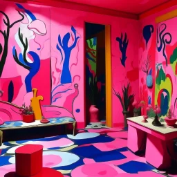 A pink realm with spellbound runestones painted by Henri Matisse