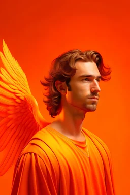 portrait of a male celestial archangel orange background