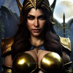 ultra detailed fullbody Portrait in oil on canvas of a beautiful busty woman with Skyrim Dragon priest mask and armor,extremely detailed digital painting, extremely detailed face,crystal clear Big eyes, mystical colors ,perfectly centered image, perfect composition,rim light, beautiful lighting, 8k, stunning scene,extremely sharp detail, finely tuned detail, ultra high definition raytracing, in the style of robert e howard and pablo oliveira and Ken Kelley and Ohrai Noriyoshi and Simon Bisley