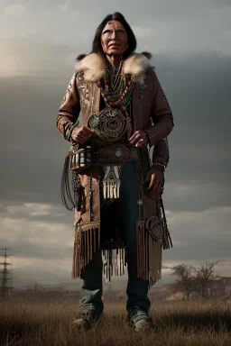 steampunk , native american chief ,apocalypse setting,