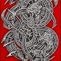 Maori, tatouages tribaux maoris, arc à flèches, océan, lune rouge