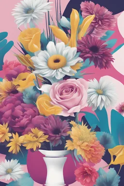 Create a vibrant and captivating modern florist poster with a cutting-edge twist, capturing the essence of 'Fashion & Design - Pop Art' in an award-winning design.