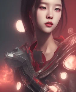 portrait of son chaeyoung, assassin, dark, red, atmospheric, realistic, glamorous, fantasy, unreal engine, cinematic lighting, octane render,