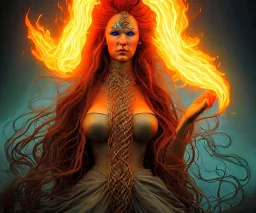 Four doll divine representing the four elements. One:Fire, Two:Earth, Three:Air, Four:Water. Mark Brooks and Dan Mumford, comic book art. Detailed photograph. Insanely intricate face, long hair. Unreal Engine 5 volumetric. Fantasy art album cover HD resolution