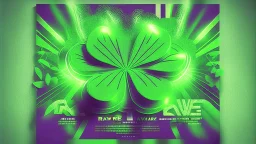 rave poster with Four-leaf clover and laser