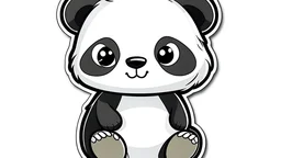 sticker style, cute panda, low detail, fewer colors, chibi, very simple,white border, minimalism