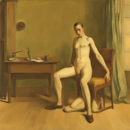 a chimera in a subliminal room, a chimera in a subliminal room, depicted by balthus