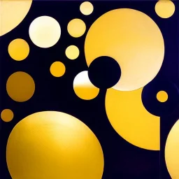  black canvas and gold metal circles in the style of malevich