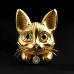 18k gold cat with diamond eyes