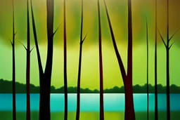 trees, peaceful abstract artwork, calm