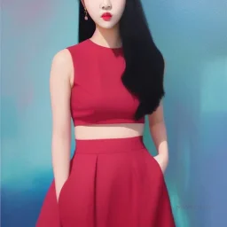 Full body portrait, painting, medium shot lady Ulzzang