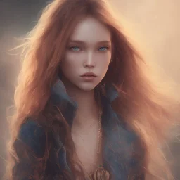 Sasha Luss full body with long red hair ultra detailed face art cinematic and blue and red sky