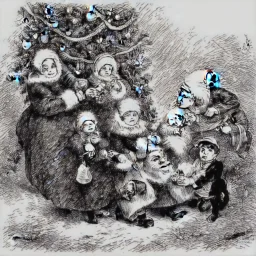 christmas presents under a tree by Thomas Nast