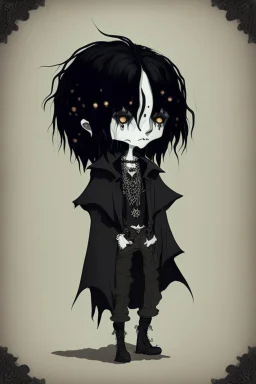 black haired young man necromancer wizard with gothic jewelry in the style of john kenn mortensen