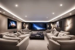 home cinema room with LED lighting in the walls make sure the room is completely symmetrical