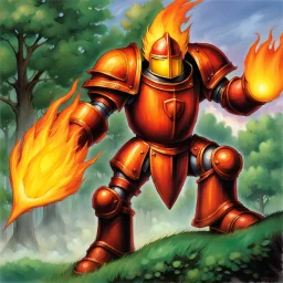 fantasy 90's tcg art of a flame knight